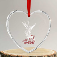Saint Michael The Archangel Defeating Satan Heart Crystal Glass Ornament