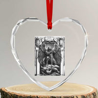 Saint Michael The Archangel Defeating Satan Heart Crystal Glass Ornament Christian Faith Gift