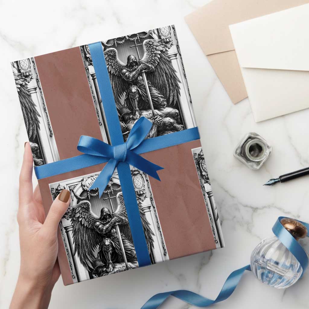 Saint Michael The Archangel Defeating Satan Wrapping Paper Roll Christian Faith Gift