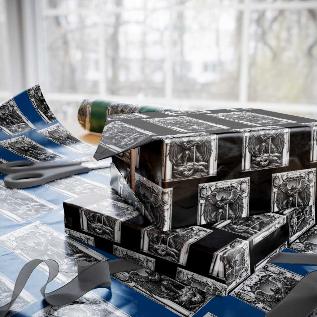 Saint Michael The Archangel Defeating Satan Wrapping Paper Roll Christian Faith Gift