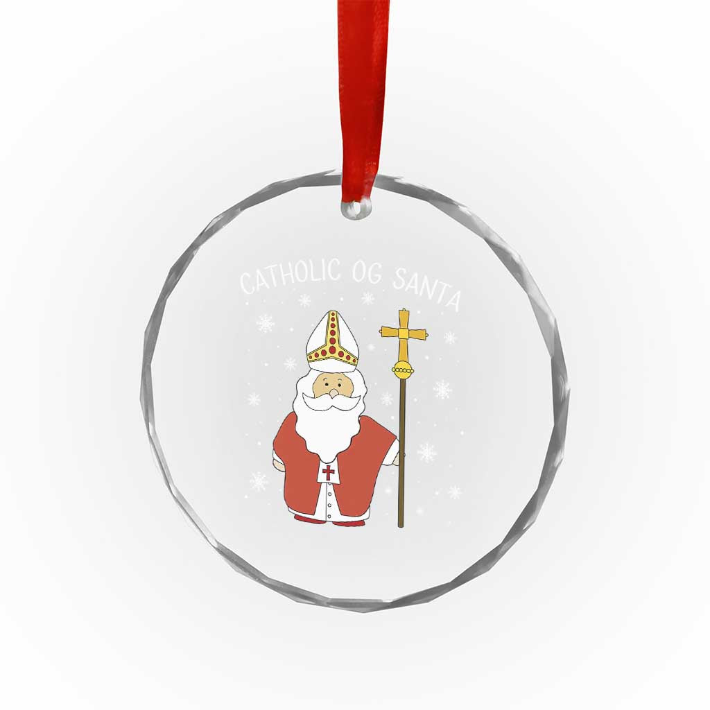 Saint Nicholas Catholic Christmas Crystal Glass Ornament - Wonder Print Shop