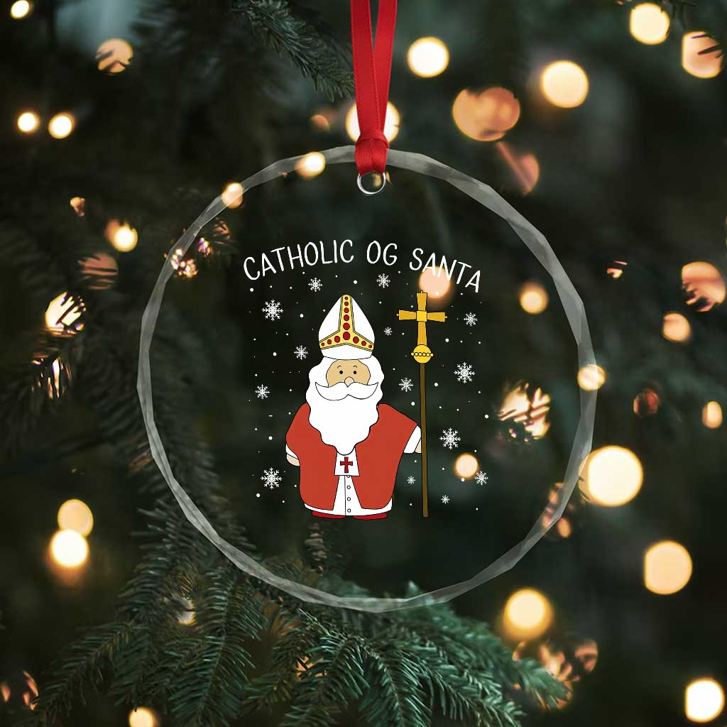 Saint Nicholas Catholic Christmas Crystal Glass Ornament - Wonder Print Shop