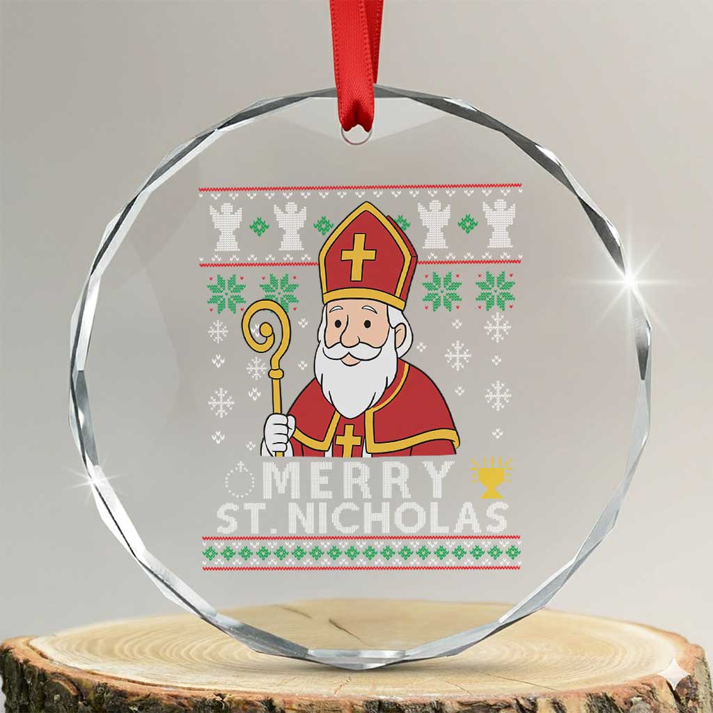 Saint Nicholas Santa Claus Christmas Crystal Glass Ornament - Wonder Print Shop