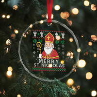 Saint Nicholas Santa Claus Christmas Crystal Glass Ornament - Wonder Print Shop