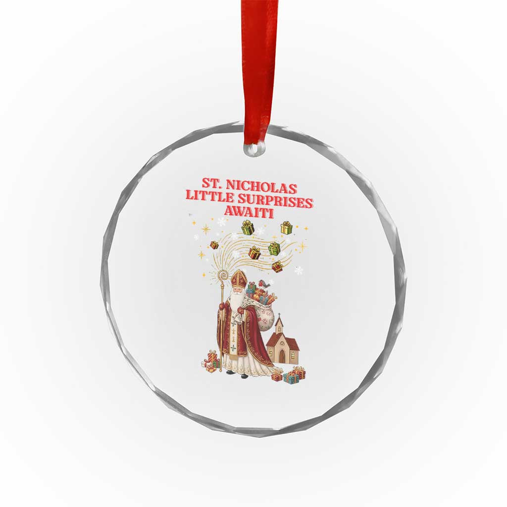 Saint Nicholas Santa Claus Christmas Crystal Glass Ornament Little Surprises Awaiti - Wonder Print Shop