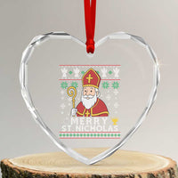 Saint Nicholas Santa Claus Christmas Heart Crystal Glass Ornament - Wonder Print Shop