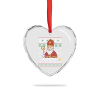 Saint Nicholas Santa Claus Christmas Heart Crystal Glass Ornament - Wonder Print Shop