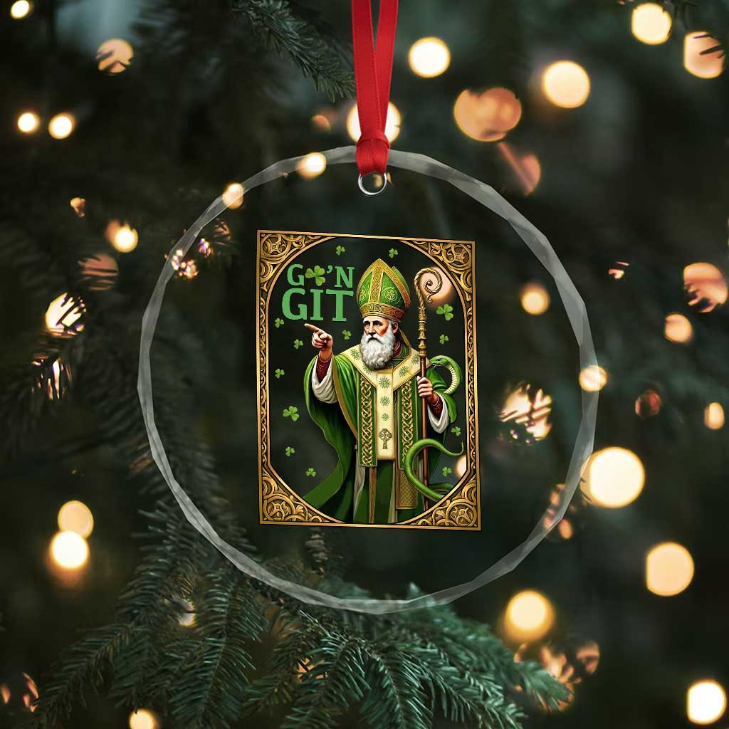 Saint Patrick Go'n Git Crystal Glass Ornament Funny St Patricks Day Snake Legend