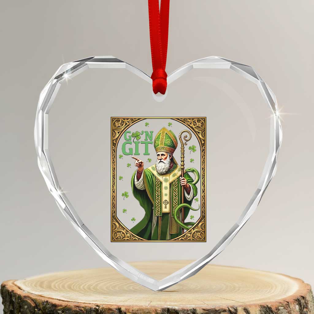 Saint Patrick Go'n Git Heart Crystal Glass Ornament Funny St Patricks Day Snake Legend
