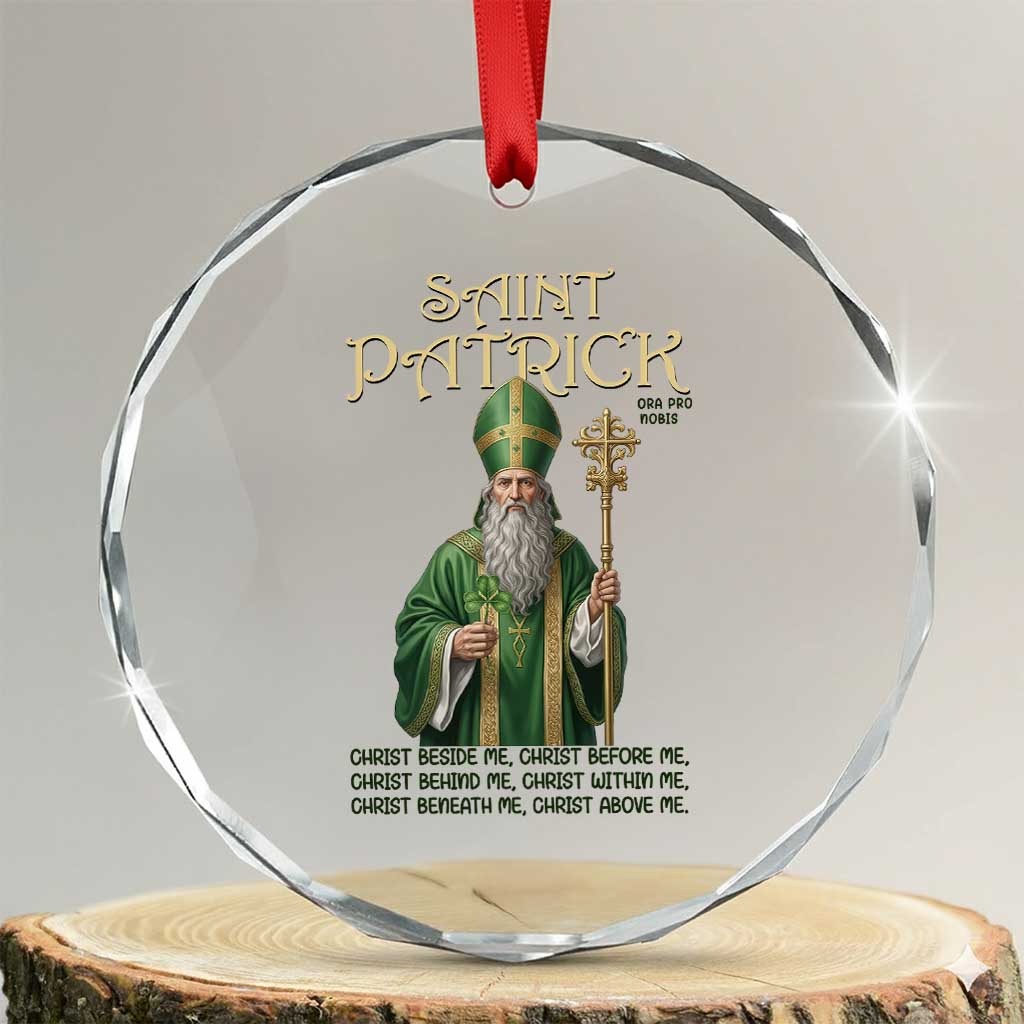 Saint Patrick Ora Pro Nobis Crystal Glass Ornament Irish Christian Prayer