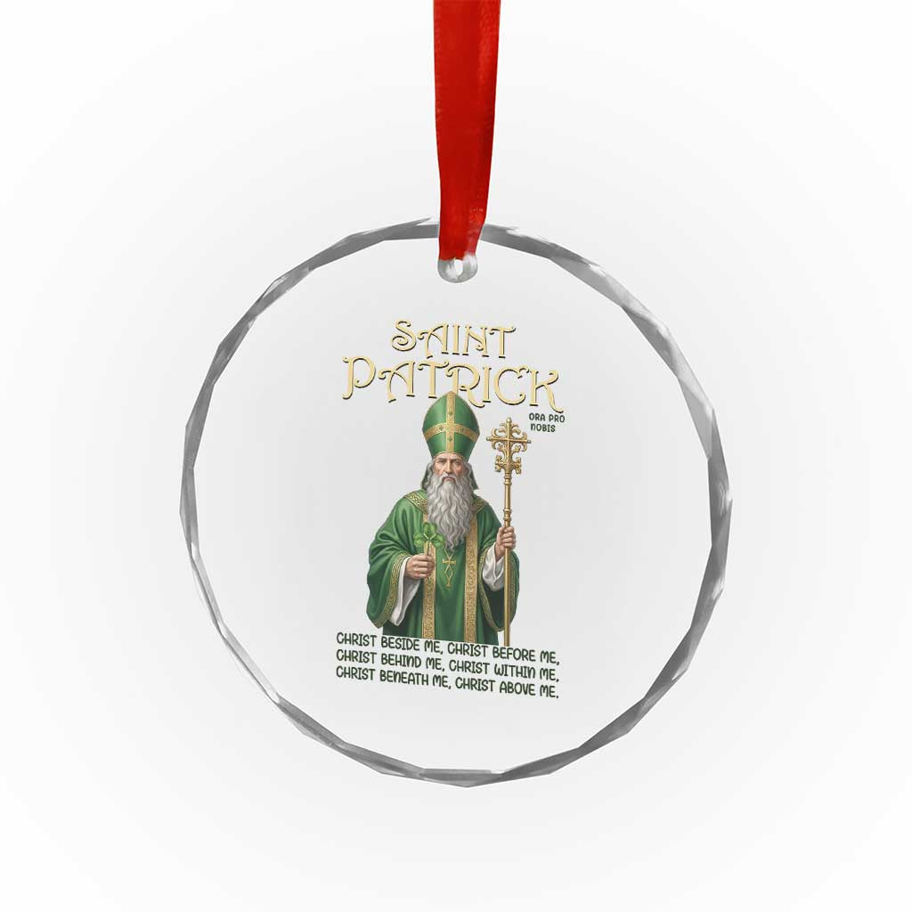 Saint Patrick Ora Pro Nobis Crystal Glass Ornament Irish Christian Prayer
