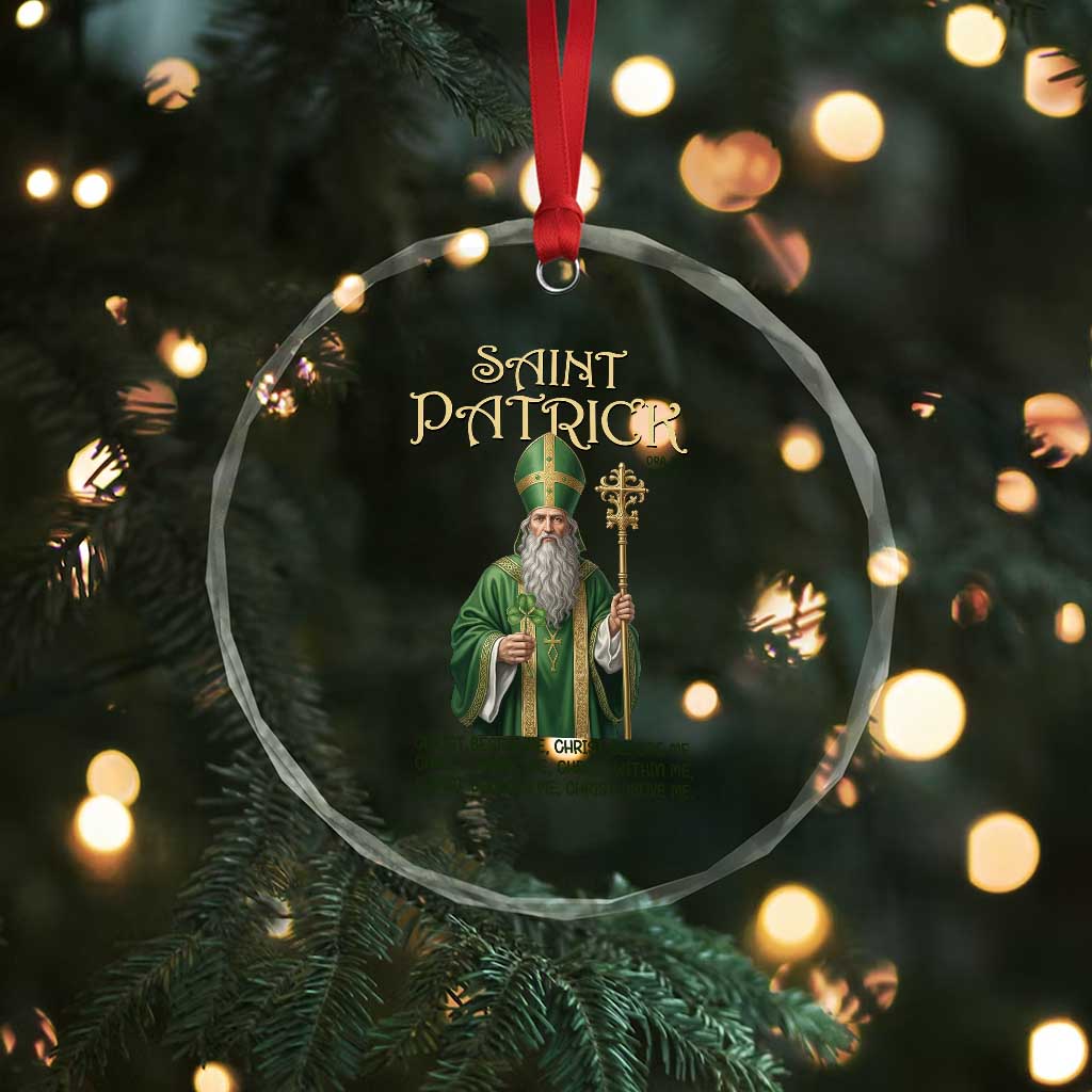 Saint Patrick Ora Pro Nobis Crystal Glass Ornament Irish Christian Prayer