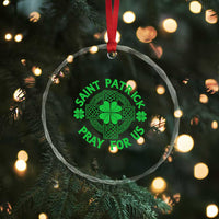 Saint Patrick Pray For Us Crystal Glass Ornament St Patricks Day Celtic Cross