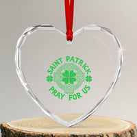 Saint Patrick Pray For Us Heart Crystal Glass Ornament St Patricks Day Celtic Cross