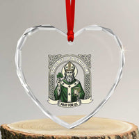 Saint Patrick Pray For Us Heart Crystal Glass Ornament St Patricks Day Religious Gift