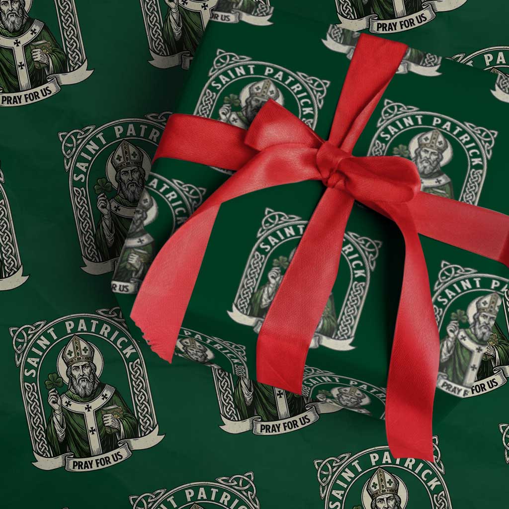 Saint Patrick Pray For Us Wrapping Paper Roll St Patricks Day Religious Gift