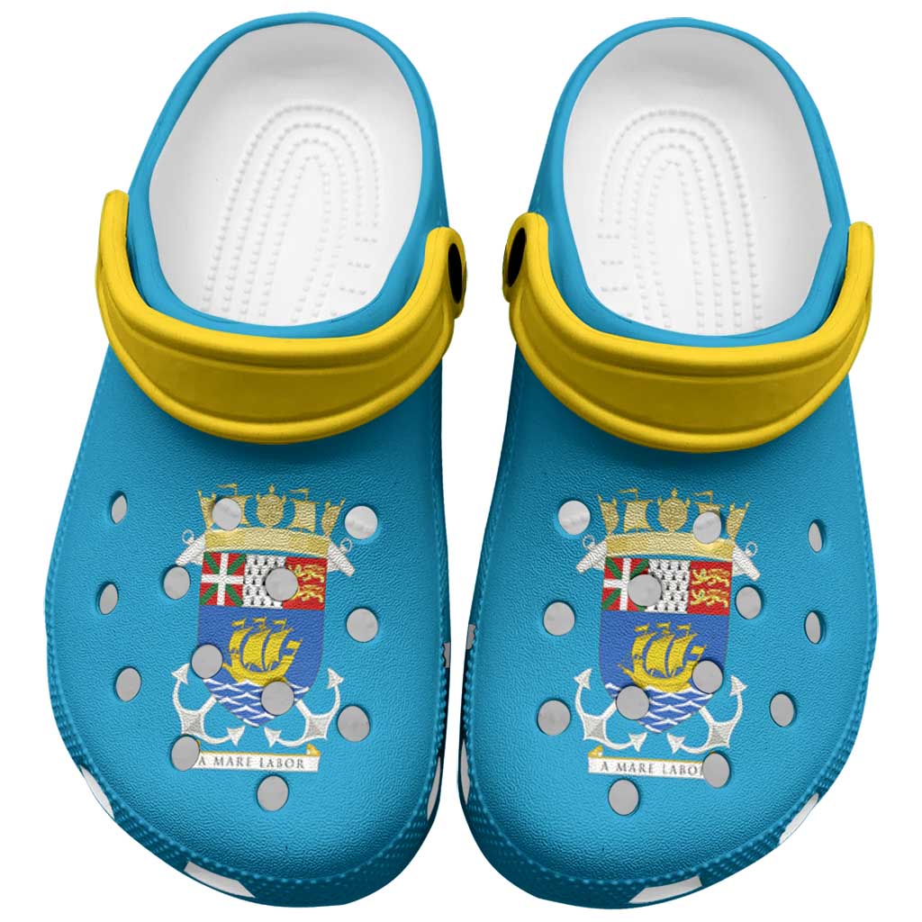 Saint Pierre and Miquelon Clogs Shoes Heritage Palette Flag-Inspired - Wonder Print Shop