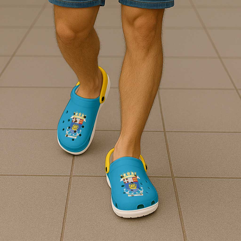 Saint Pierre and Miquelon Clogs Shoes Heritage Palette Flag-Inspired - Wonder Print Shop