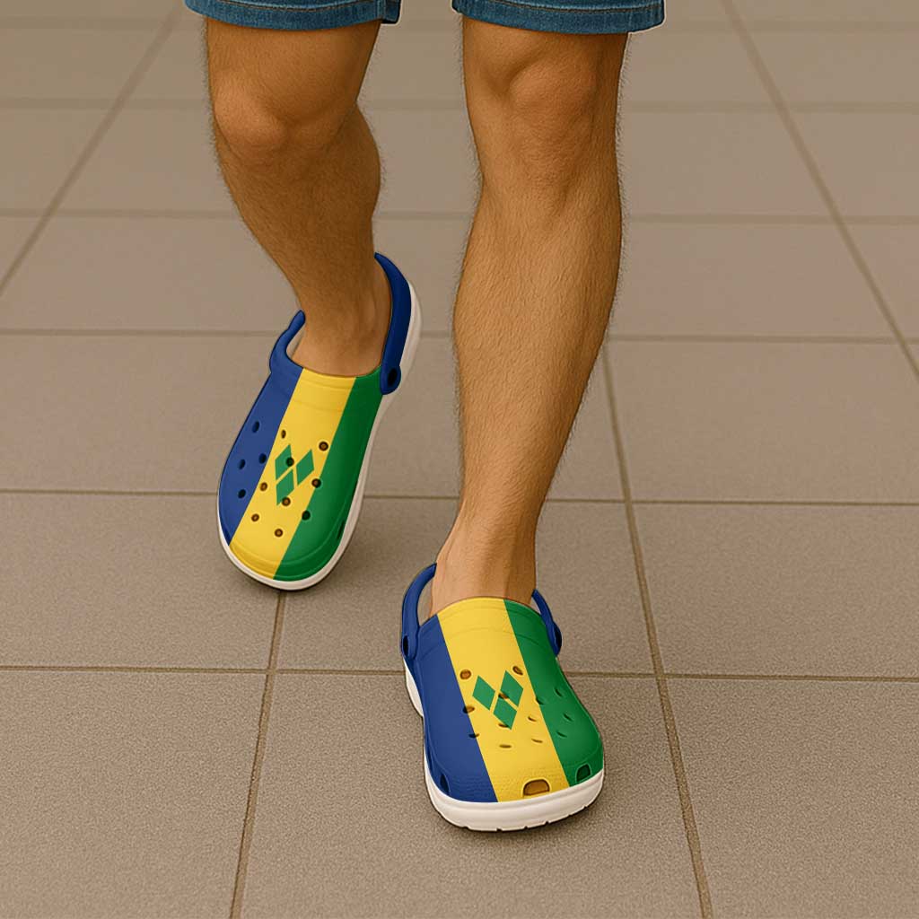 Saint Vincent and the Grenadines Clogs Shoes Heritage Palette Flag-Inspired - Wonder Print Shop