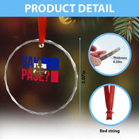 Sak Pase Haitian Creole Crystal Glass Ornament Haiti Flag Heritage Pride