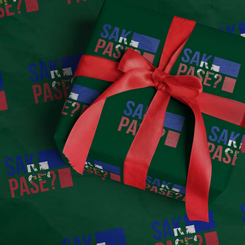 Sak Pase Haitian Creole Wrapping Paper Roll Haiti Flag Heritage Pride