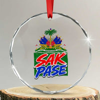 Sak Pase Haitian Creole Greeting Crystal Glass Ornament National Crest Cultural Haiti Pride