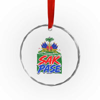 Sak Pase Haitian Creole Greeting Crystal Glass Ornament National Crest Cultural Haiti Pride