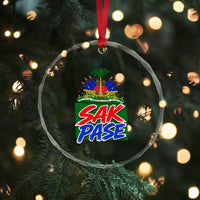 Sak Pase Haitian Creole Greeting Crystal Glass Ornament National Crest Cultural Haiti Pride