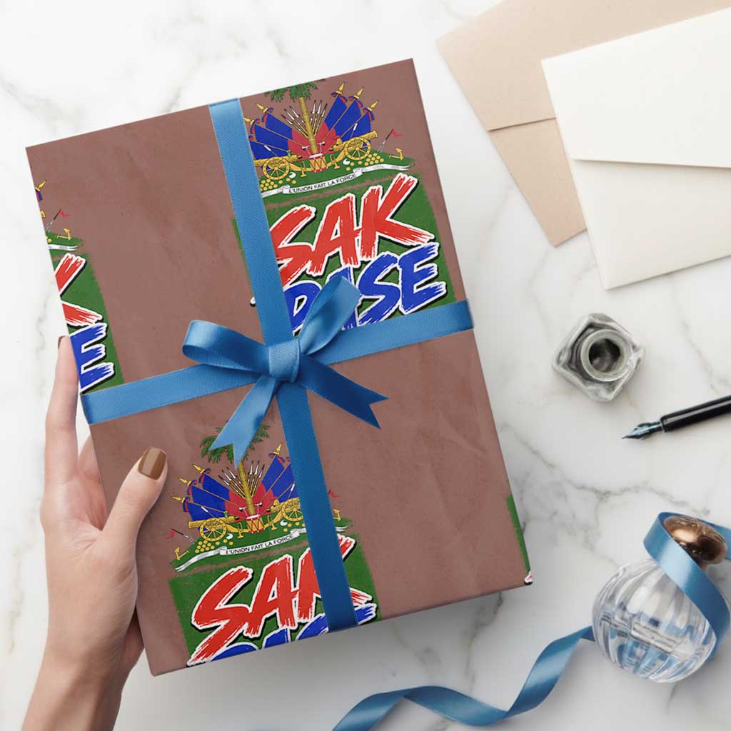 Sak Pase Haitian Creole Greeting Wrapping Paper Roll National Crest Cultural Haiti Pride