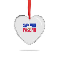 Sak Pase Haitian Creole Heart Crystal Glass Ornament Haiti Flag Heritage Pride