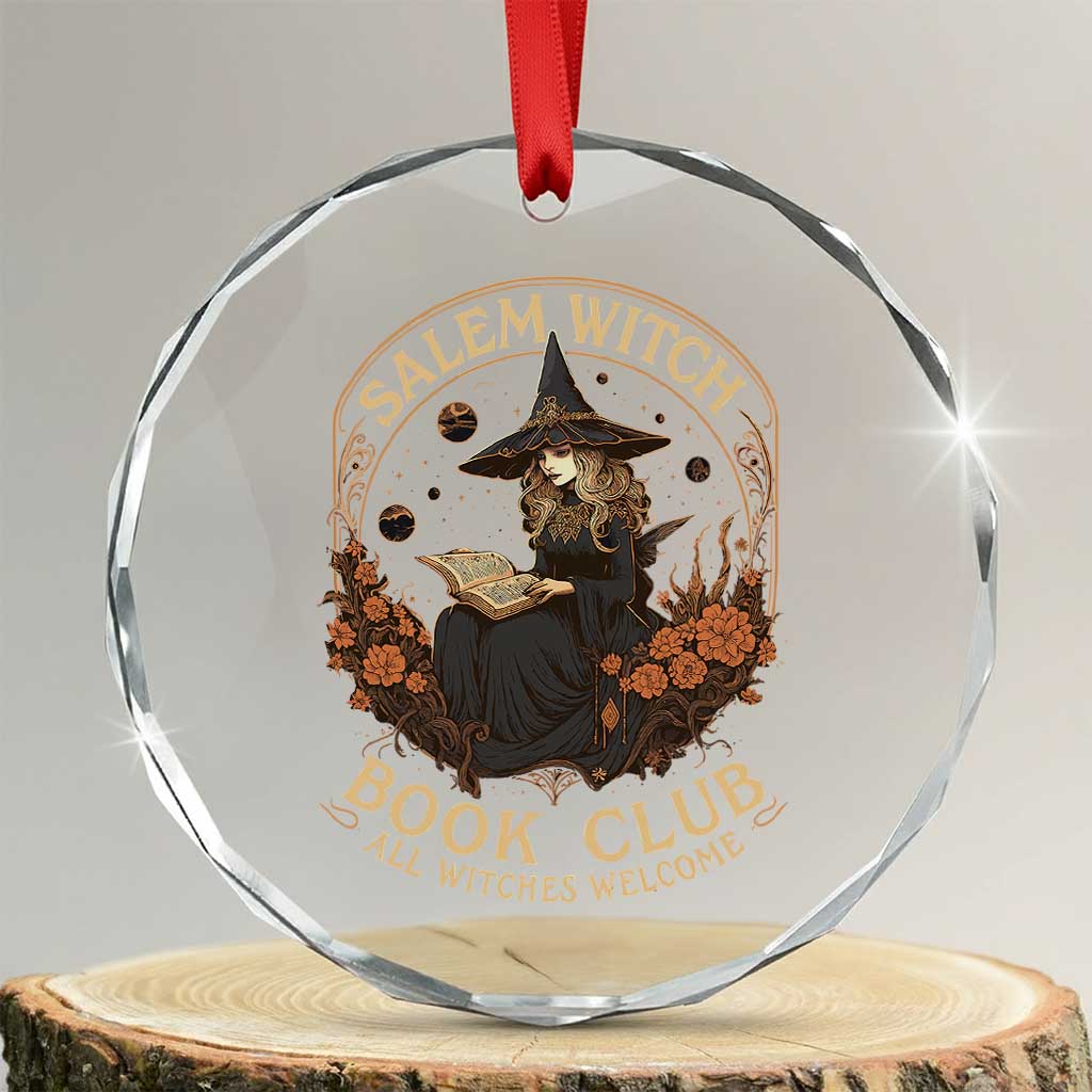 Salem Witch Book Club All Witches Welcome Crystal Glass Ornament Halloween Book Lover - Wonder Print Shop