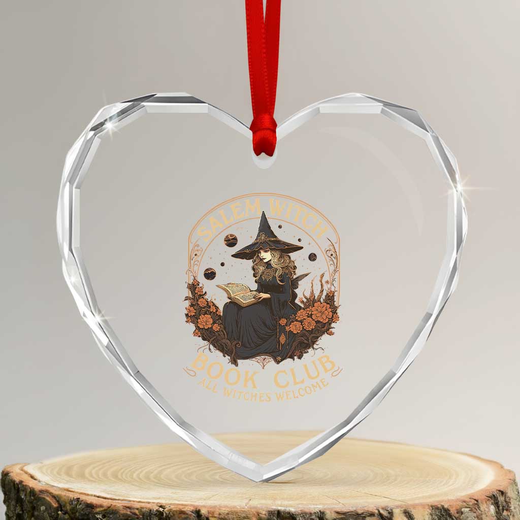 Salem Witch Book Club All Witches Welcome Heart Crystal Glass Ornament Halloween Book Lover - Wonder Print Shop