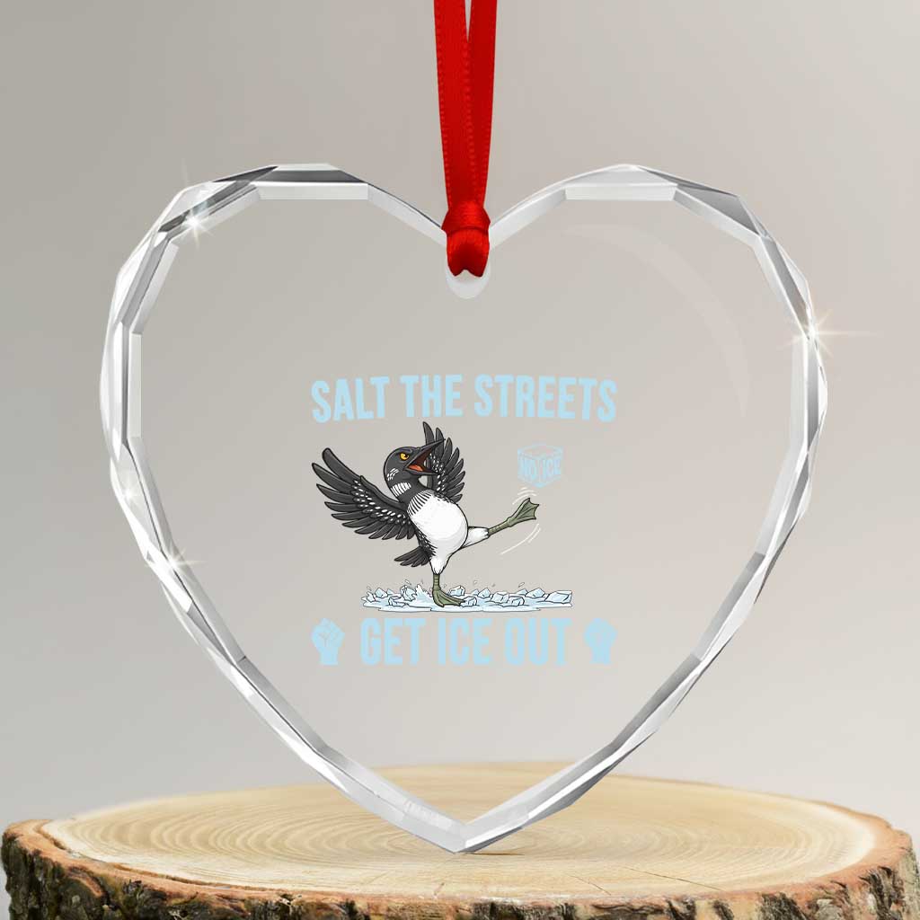 Salt The Streets Get Ice Out Heart Crystal Glass Ornament Resist Minneapolis Political