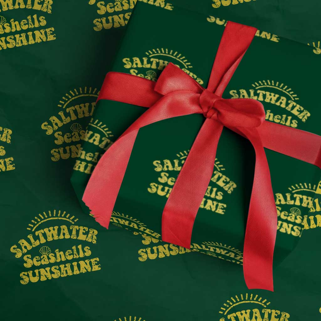 Saltwater Seashells Sunshine Wrapping Paper Roll Beach Summer Vacation Vintage 70's Retro - Wonder Print Shop