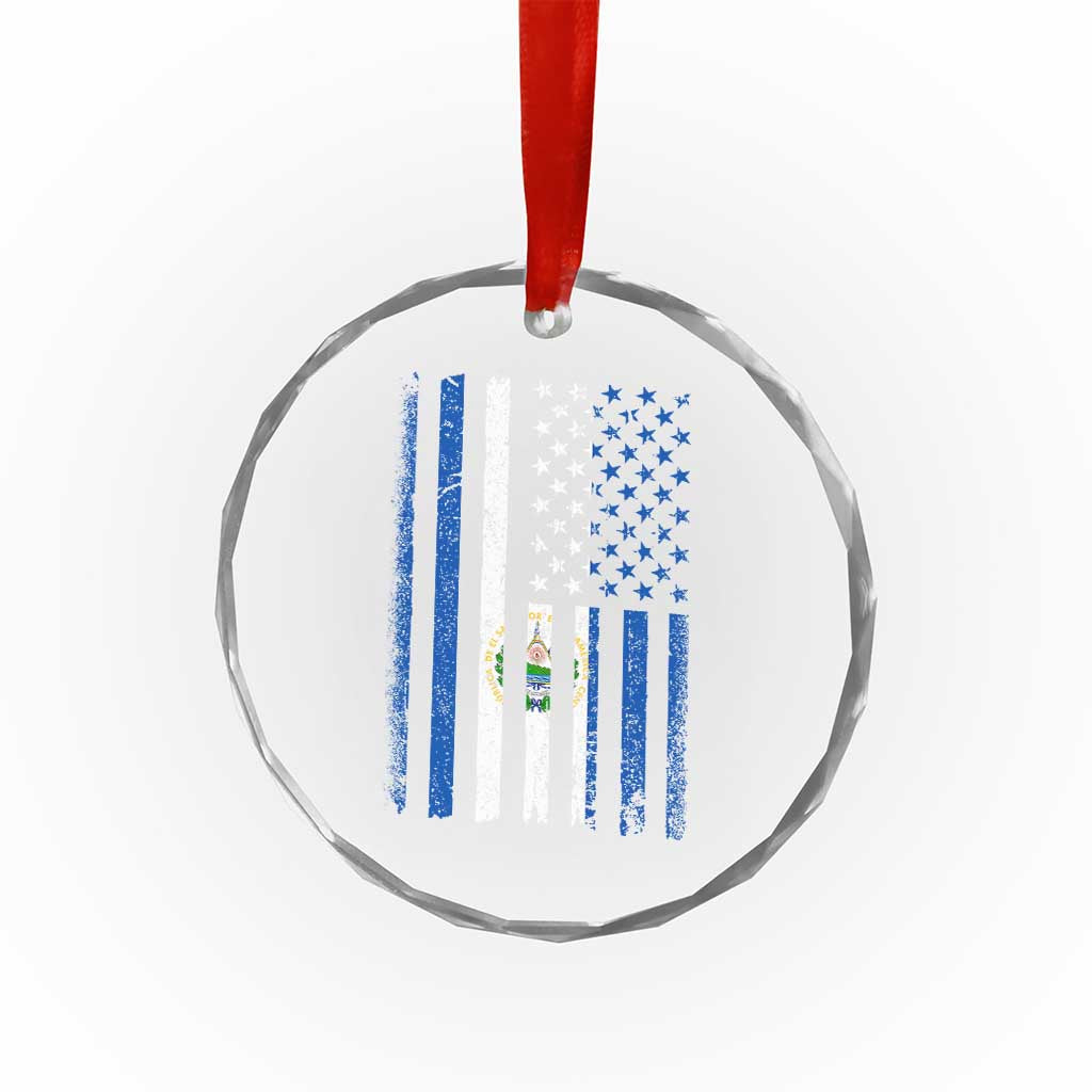 Salvadoran America Flag Crystal Glass Ornament El Salvador USA Patriotic - Wonder Print Shop