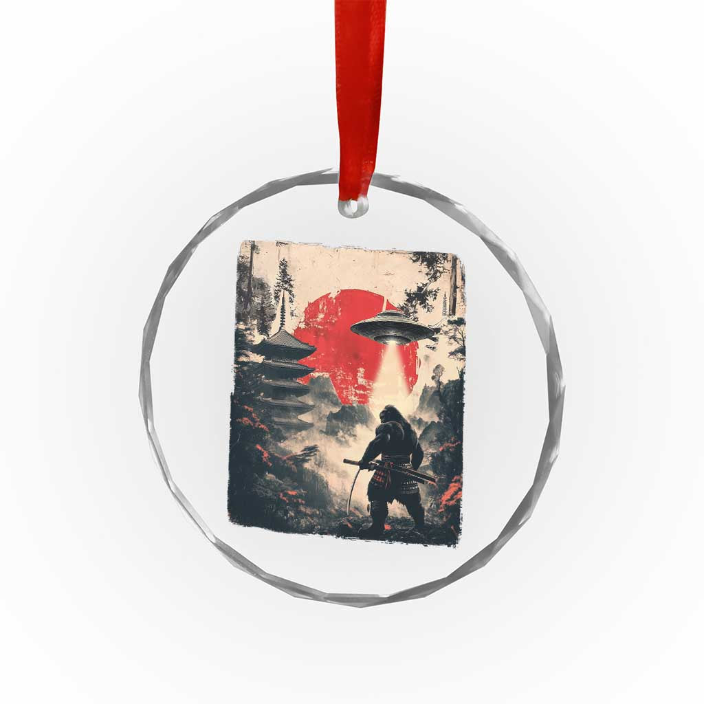 Samurai Bigfoot Crystal Glass Ornament Funny Japanese Retro Vintage Sasquatch Graphic Ukiyo-e Art TS10