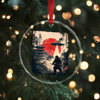 Samurai Bigfoot Crystal Glass Ornament Funny Japanese Retro Vintage Sasquatch Graphic Ukiyo-e Art TS10