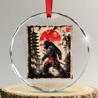 Samurai Bigfoot Crystal Glass Ornament Japanese Vintage Sasquatch Graphic Ukiyo-e Art Funny TS10