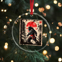 Samurai Bigfoot Crystal Glass Ornament Japanese Vintage Sasquatch Graphic Ukiyo-e Art Funny TS10