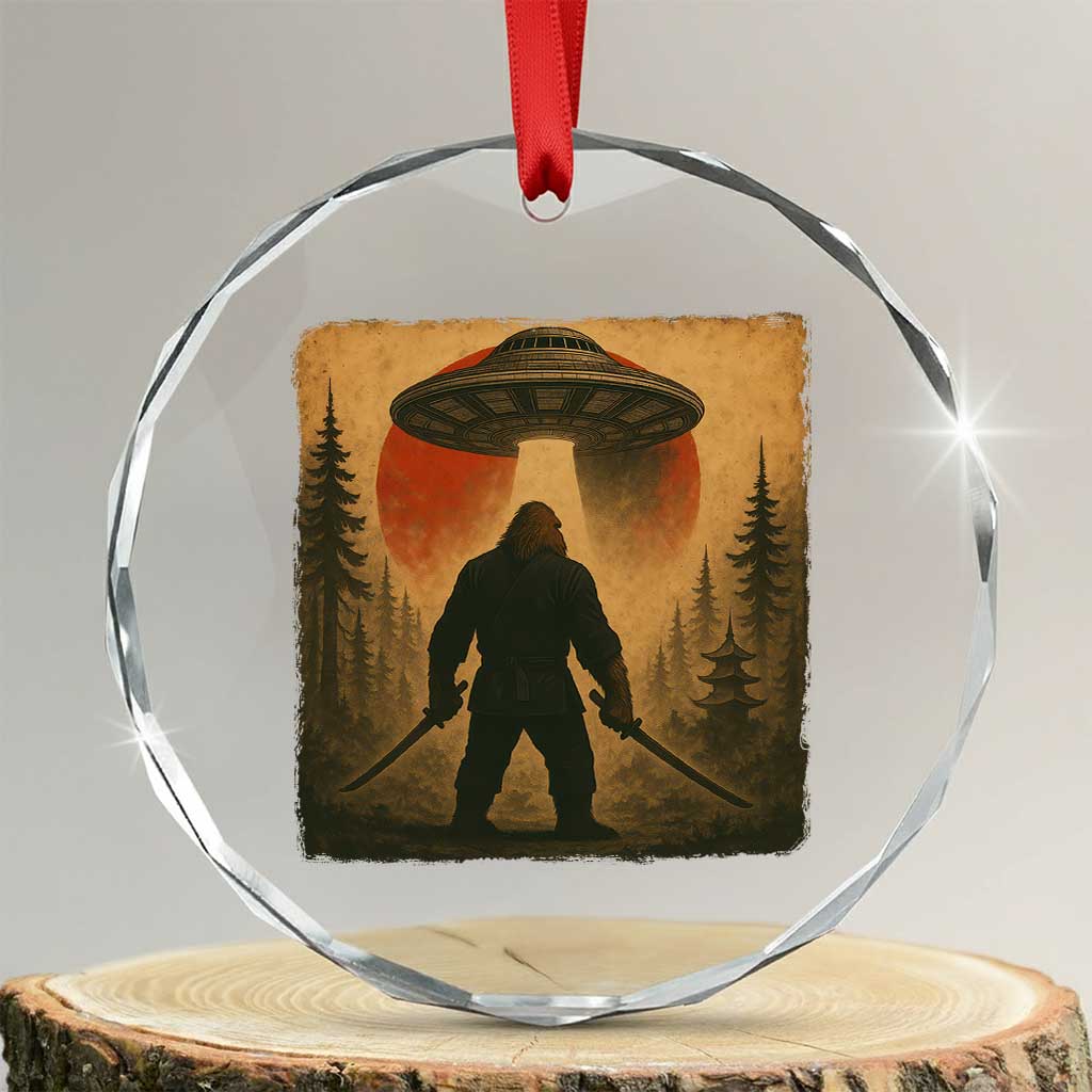 Samurai Bigfoot Crystal Glass Ornament Japanese Vintage Ukiyoe Style - Wonder Print Shop
