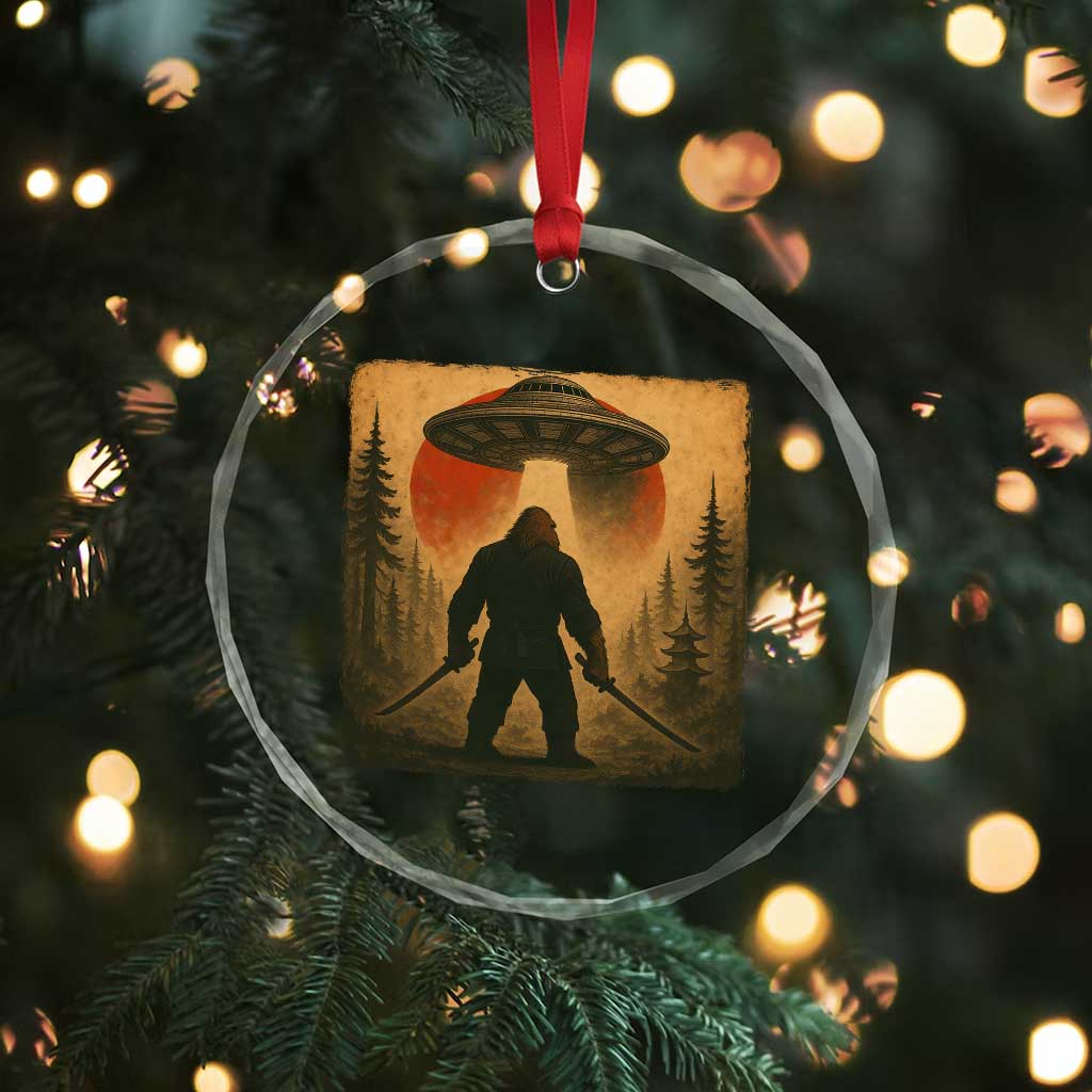 Samurai Bigfoot Crystal Glass Ornament Japanese Vintage Ukiyoe Style - Wonder Print Shop