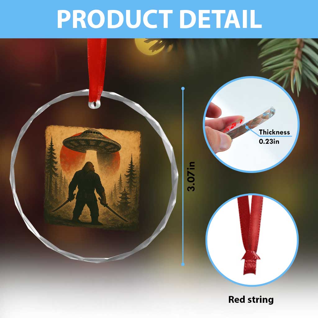 Samurai Bigfoot Crystal Glass Ornament Japanese Vintage Ukiyoe Style - Wonder Print Shop