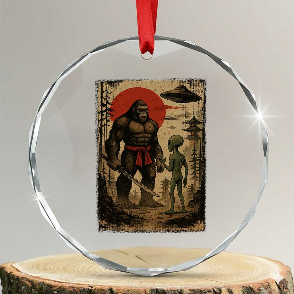 Samurai Bigfoot Japanese UFO Crystal Glass Ornament Sasquatch Ailen Ukiyo-e - Wonder Print Shop