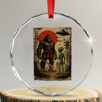 Samurai Bigfoot Japanese UFO Crystal Glass Ornament Sasquatch Ailen Ukiyo-e - Wonder Print Shop