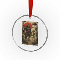 Samurai Bigfoot Japanese UFO Crystal Glass Ornament Sasquatch Ailen Ukiyo-e - Wonder Print Shop