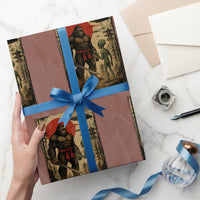 Samurai Bigfoot Japanese UFO Wrapping Paper Roll Sasquatch Ailen Ukiyo-e - Wonder Print Shop