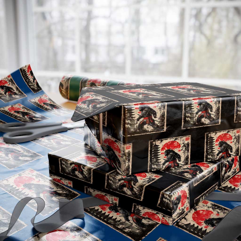 Samurai Bigfoot Wrapping Paper Roll Japanese Vintage Sasquatch Graphic Ukiyo-e Art Funny - Wonder Print Shop