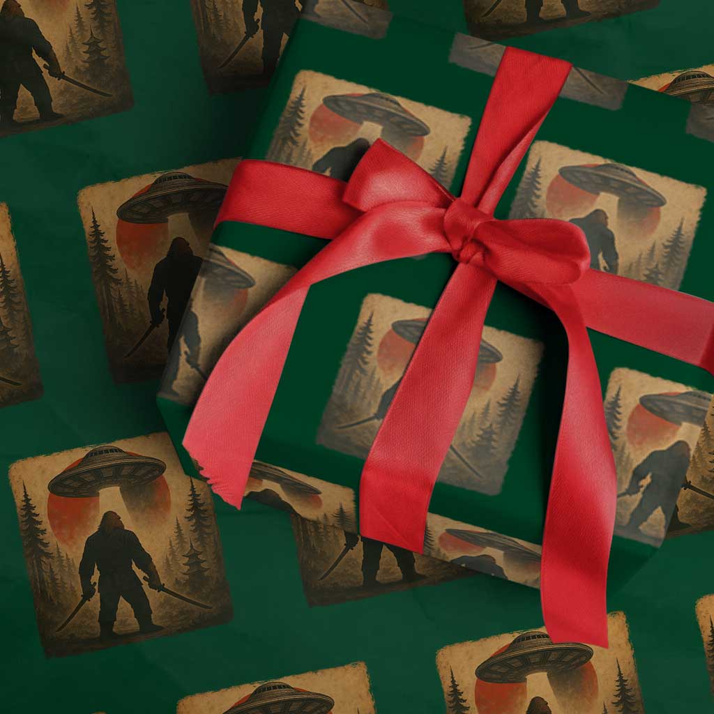 Samurai Bigfoot Wrapping Paper Roll Japanese Vintage Ukiyoe Style - Wonder Print Shop