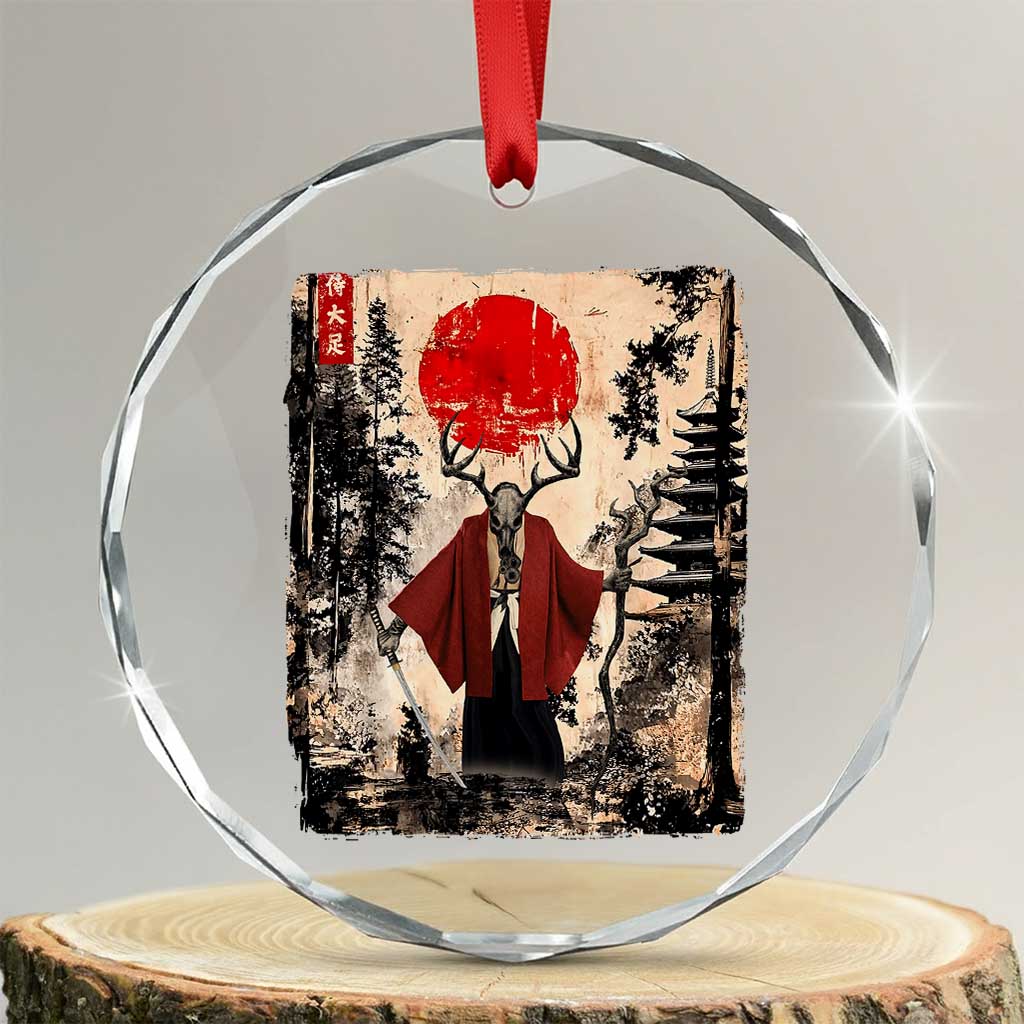 Samurai Wendigo Crystal Glass Ornament Japanese Vintage Graphic Ukiyo-e Art Funny Dark Fantasy TS10