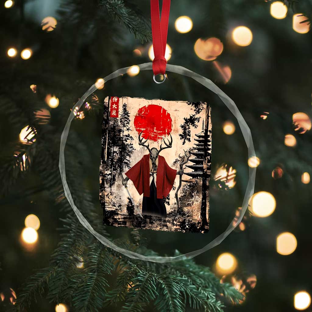 Samurai Wendigo Crystal Glass Ornament Japanese Vintage Graphic Ukiyo-e Art Funny Dark Fantasy TS10